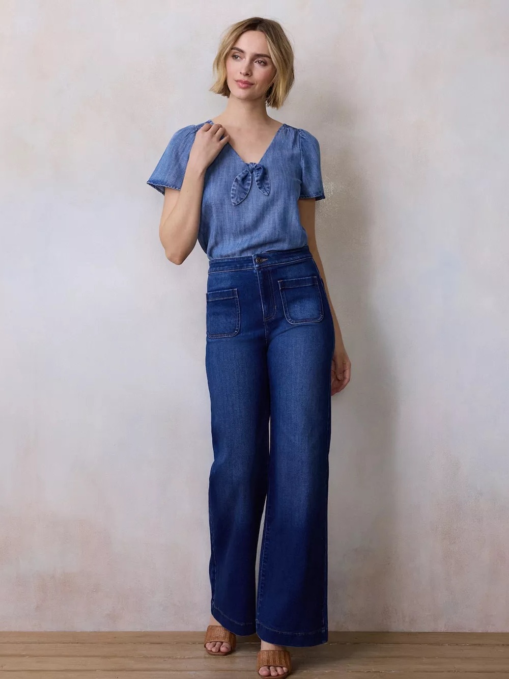 LC Lauren Conrad Dark Blue High-Rise Wide Leg Jeans
